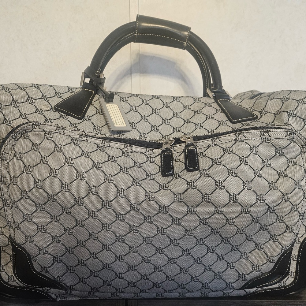 Ralph Lauren Black and Gray Monogram Travel Bag Set